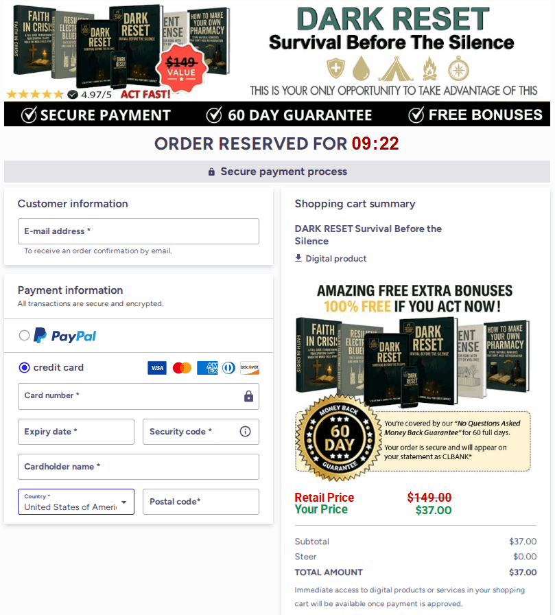 Dark Reset Survival System Official Checkout